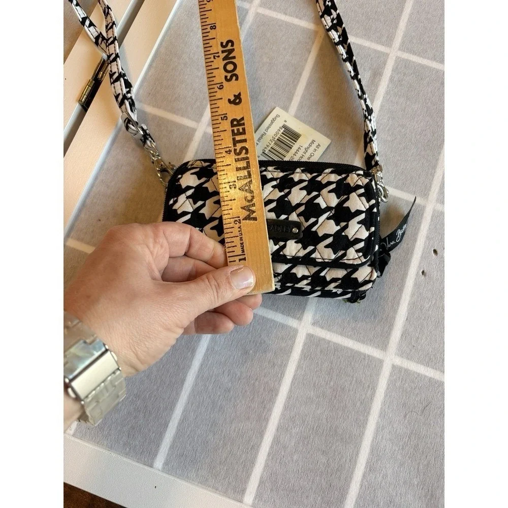 NWT Vera Bradley Quilted Midnight Houndstooth Crossbody black white wallet